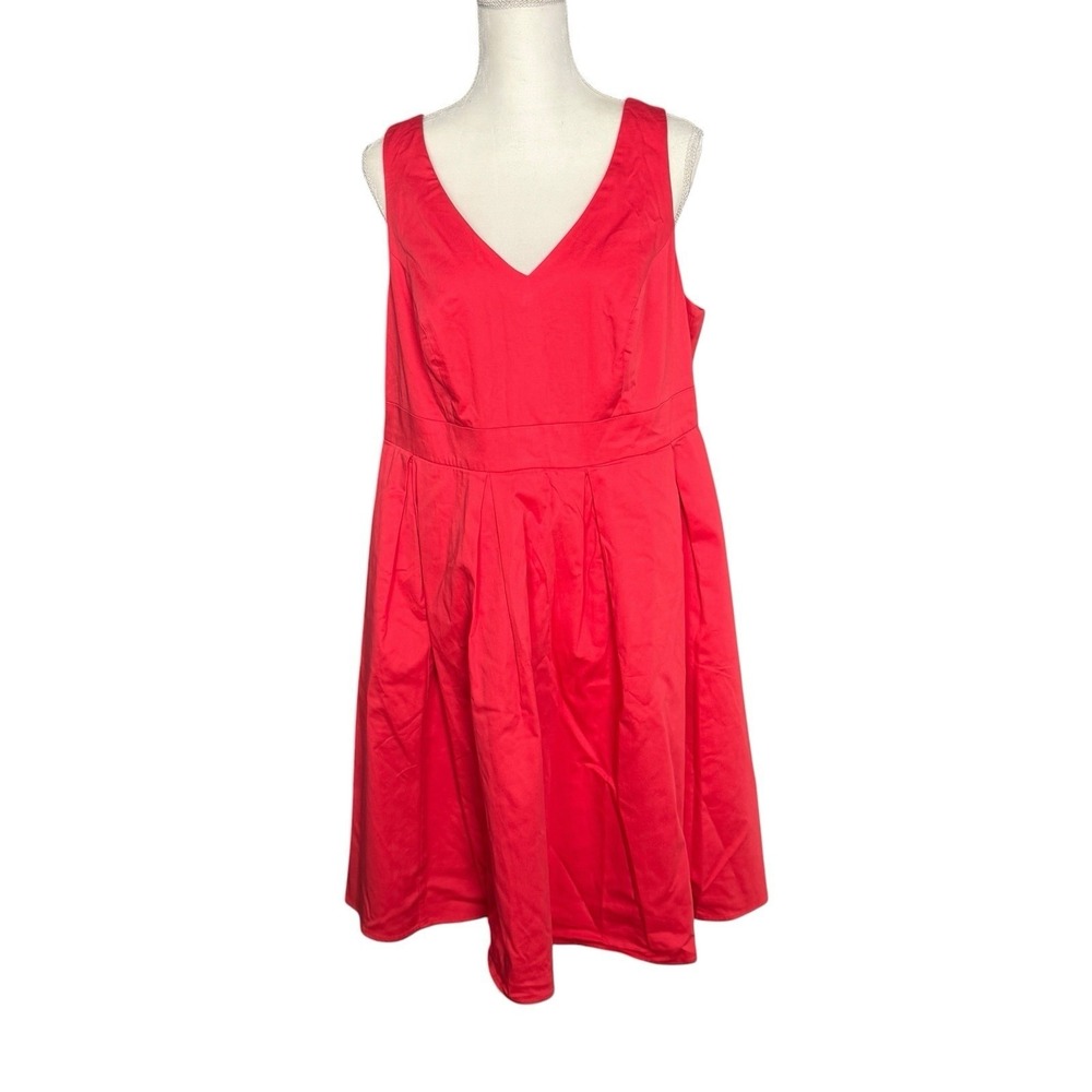 Modcloth Fervour Women's 1X V-Neck Fit Flare Coral Cocktail Dress VTG Style